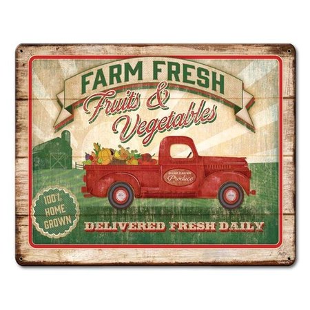 PENNY LANE Penny Lane LANE175 15 x 12 in. Farm Fresh Fruits & Vegetables Satin Sign LANE175